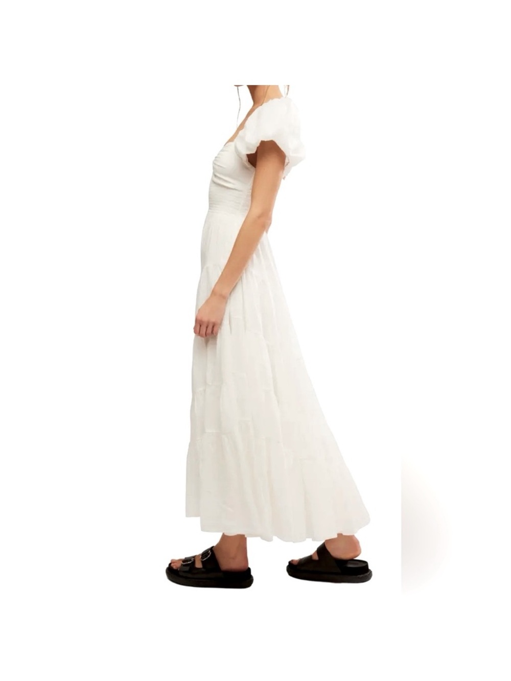 Free People Sundrenched Short Sleeve Maxi White XL Boho - Picture 3 of 7